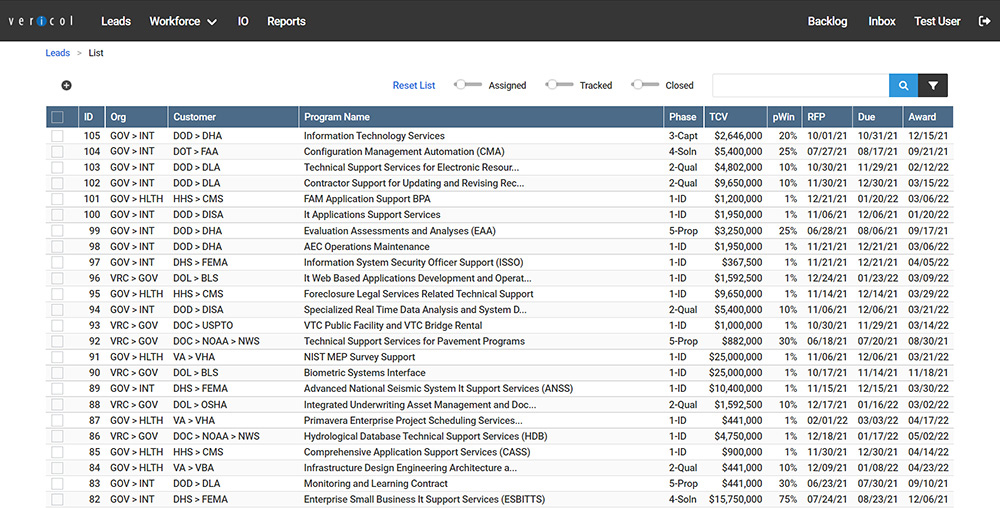 Vericol LeadTracker