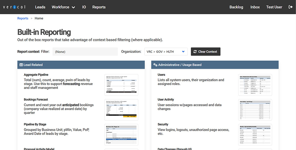 Vericol LeadTracker - Robust Reporting